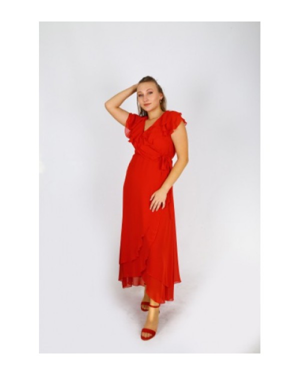 Nalanda Asimetrik Tasarım Şifon Elbise (0136)