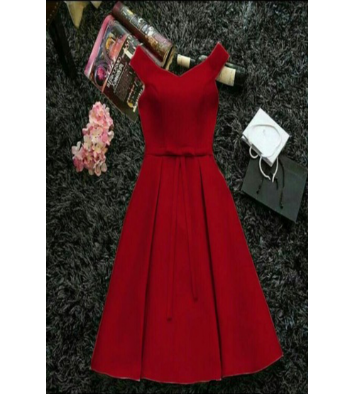 Rowena Mini Fiyonk Detay Mezuniyet Elbise-BORDO (0039)